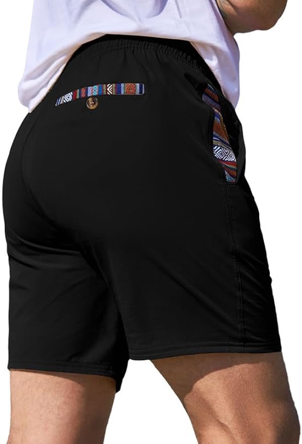 JMIERR Men's Casual Shorts 7" Drawstring Summer Quick Dry Beach Stretch Waist Golf Athletic Gym Short
