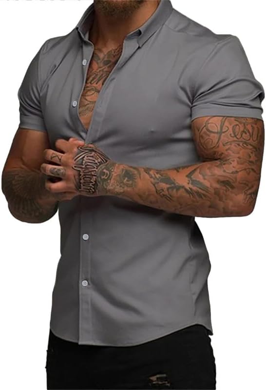 White Mens Fitted Button Up Shirts JMIERR Men's Muscle Fit Dress Shirts Casual Button Down Shirt Short S Jmierr White Mens Fitted Button Up Shirts JMIERR Men's Muscle Fit Dress Shirts Casual Button Down Shirt Short S Jmierr