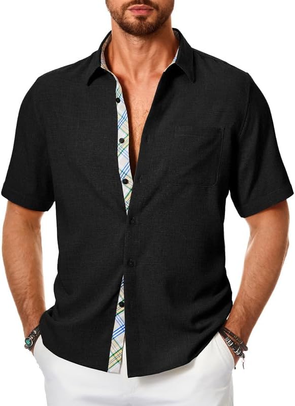 JMIERR Mens Shirts Short Sleeve Casual Summer Button Down Beach Hawaiian Shirt with Pocket