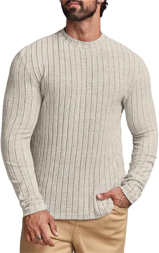 JMIERR Mens Long Sleeve Shirt Thermal Shirts for Men Pullover Sweater Slim Fit Crew Neck Stretch Undershirts