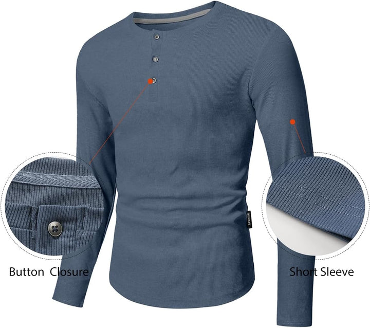 Muscle Cmdr Henley shirt voor heren, lange mouwen, slim-fit, vrijetijds-T- shirt van katoen met korte / lange mouwen, slanke pasvorm, geribbeld overhemd, S Muscle Cmdr Henley shirt voor heren, lange mouwen, slim-fit, vrijetijds-T- shirt van katoen met korte / lange mouwen, slanke pasvorm, geribbeld overhemd, S