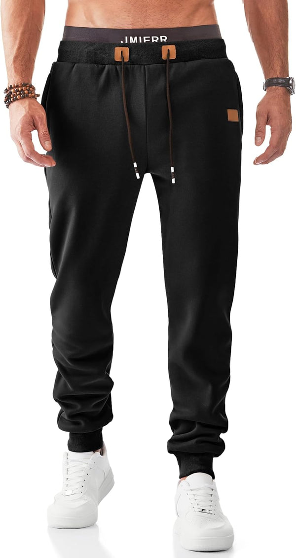 JMIERR Men's Sweatpants with Zipper Pockets Fleece Tapered Joggers Drawstring Waist Athletic Gym Running Workout Track Pants