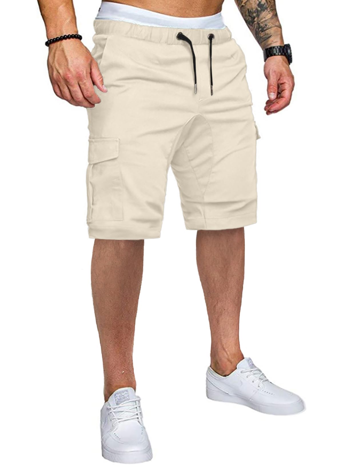 JMIERR Mens Casual Cargo Shorts - Cotton Drawstring Stretch