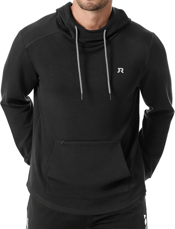 JMIERR Mens Athletic Hoodies Sport Sweatshirt Solid Muscle Fit Drawstring Pullover Sweatshirts with Zipper Kanga Pockets