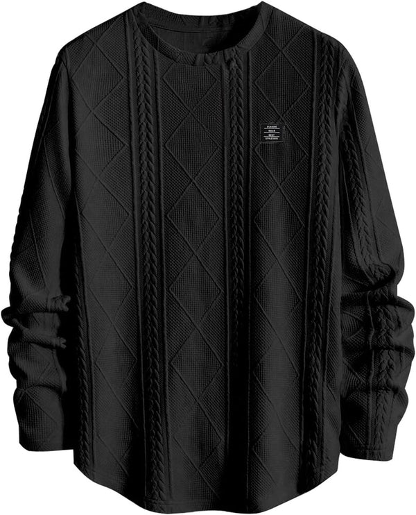 JMIERR Mens Casual Long Sleeve Knit Shirts Crew Neck Collar Pullover Sweatshirt