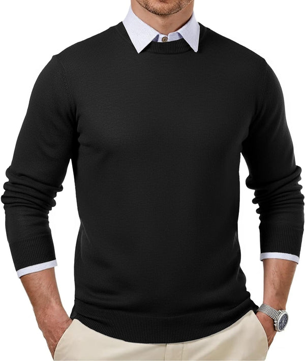 JMIERR Men's 2025 Warm Fall Fleece Pullover Knit Sweater Classic Crewneck Long Sleeve Slim Fit Soft Comfy Winter Sweaters