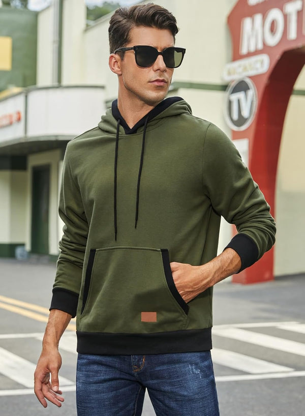 JMIERR Men's Casual Hoodies Pullover Fleece Long Sleeve Slim Fit Drawstring Hooded Sweatshirts with Pockets