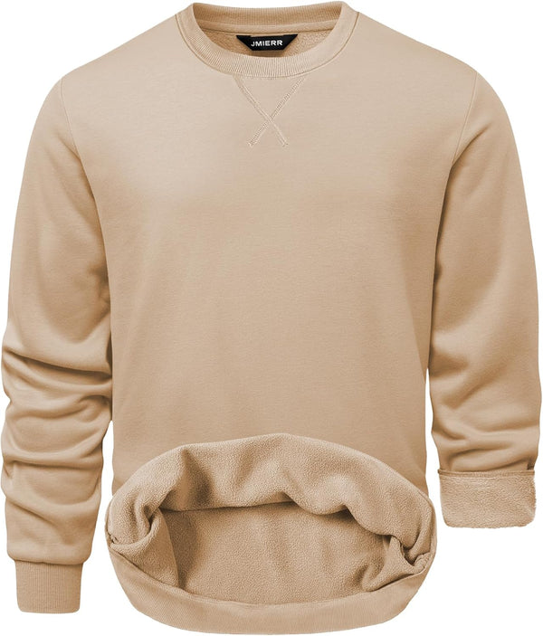 JMIERR Men's Fleece Crewneck Sweatshirt Casual Long Sleeves Cotton Warm Basic Pullover Fashion Shirts