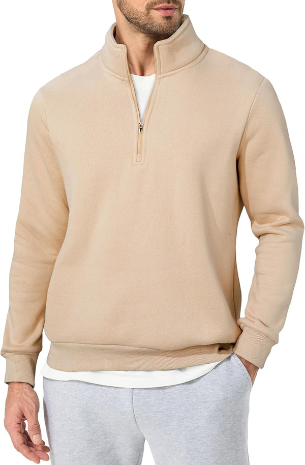 JMIERR Mens Quarter Zip Pullover Polo Sweater Mock Neck Long Sleeve Lightweight Fleece Sweatshirts