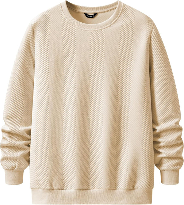JMIERR Mens Crewneck Sweatshirt Casual Long Sleeve Texture Pullover Shirt for Men