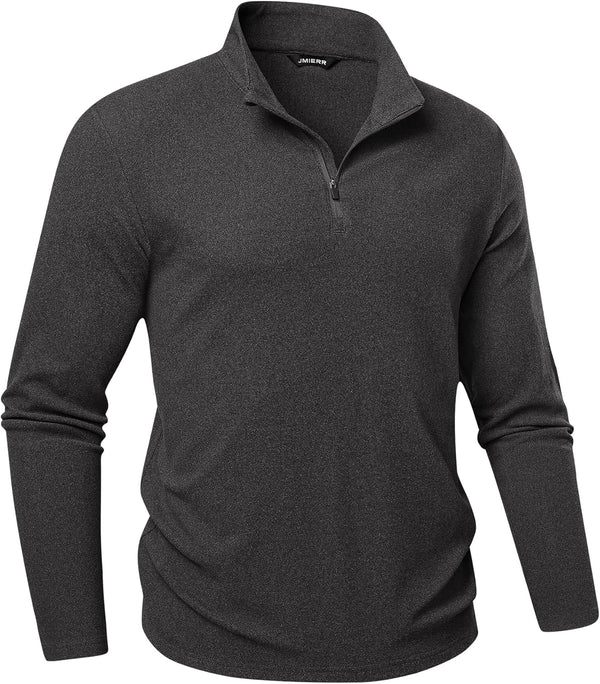 JMIERR Men's 2025 Casual Quarter Zip Pullover Sweatshirts Stretch Fall Polo Plush Long Sleeve Shirt Comfy Underwear